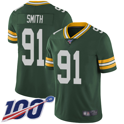 Green Bay Packers Limited Green Men 91 Smith Preston Home Jersey Nike NFL 100th Season Vapor Untouchable